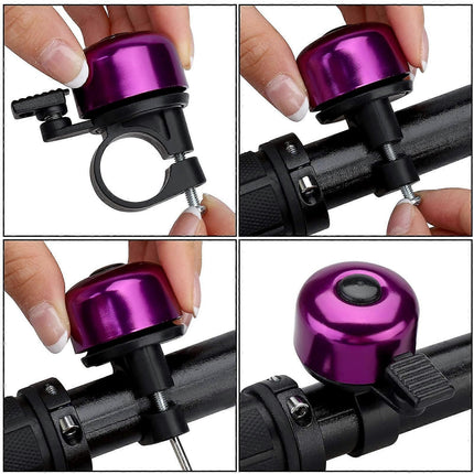2PCS Bike Bell Bicycle Bell with Loud Crisp Clear Sound, Road and Mountain Bike Bell (Purple)