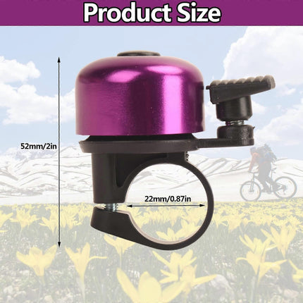 2PCS Bike Bell Bicycle Bell with Loud Crisp Clear Sound, Road and Mountain Bike Bell (Purple)