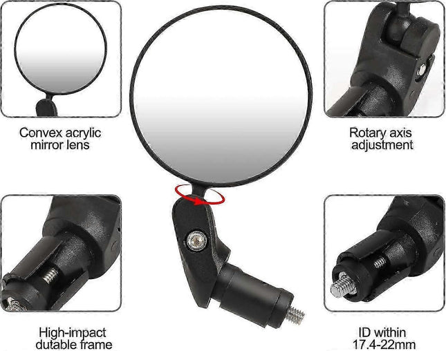 Bicycle Mirrors 360 Adjustable High Definition Convex Handlebar Mirror Bicycle Mirror for Road Mountain – product detail
