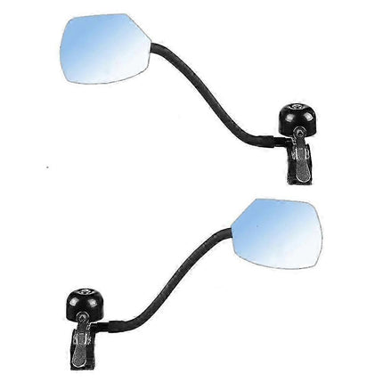 2PCS Bicycle Rear View Mirror with Bell 360°Adjustable Bike Handlebar Mirror for MTB Road Bike Scooter 27-33mm Handlebars