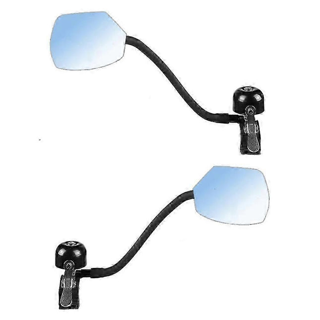 2PCS Bicycle Rear View Mirror with Bell 360 Degree Adjustable Bike Handlebar Mirror for MTB Road Bike