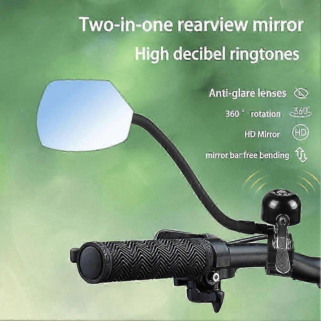 2PCS Bicycle Rear View Mirror with Bell 360 Degree Adjustable Bike Handlebar Mirror for MTB Road Bike – product detail