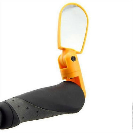 2 Pack Bike Mirrors 360°Adjustable Rotatable Bicycle Rear View Mirrors Universal Handlebar Mount Cycling Mirrors for Road MTB Mountain Bikes - Yellow