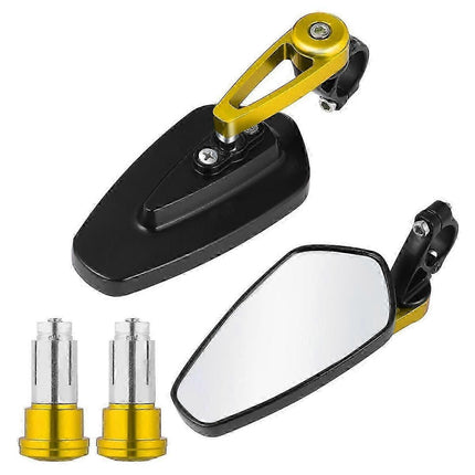 1 Pair Motorcycle Rear View Mirrors CNC Aluminium Alloy Universal Side Mirrors for Motorbike Cruiser ATV UTV Off Road Bikes - Yellow