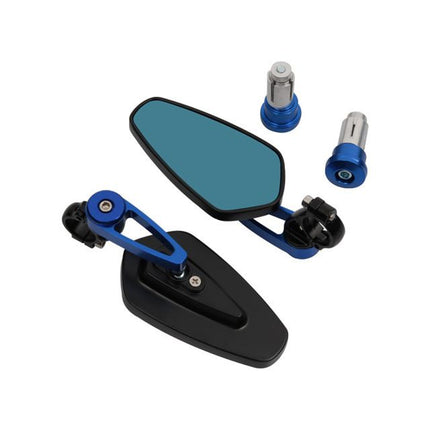 1 Pair Motorcycle Rear View Mirrors CNC Aluminium Alloy Universal Side Mirrors for Motorbike Cruiser ATV UTV Off Road Bikes - Blue