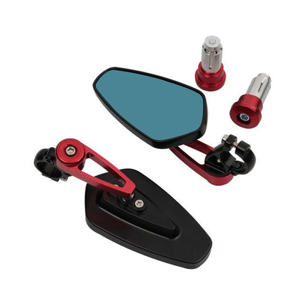 1 Pair Motorcycle Rear View Mirrors CNC Aluminium Alloy Universal Side Mirrors for Motorbike Cruiser ATV UTV Off Road Bikes - Red