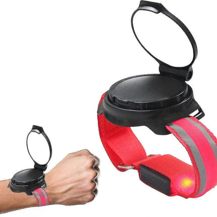 Bike Mirror Wrist Support - Bicycle Mirrors Handlebar Mirror, Folding Scratch Resistant Mirror With Light
