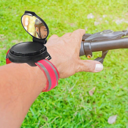 Bike Mirror Wrist Support - Bicycle Mirrors Handlebar Mirror, Folding Scratch Resistant Mirror With Light