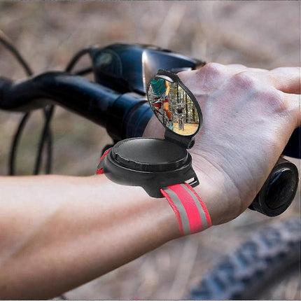 Bike Mirror Wrist Support - Bicycle Mirrors Handlebar Mirror, Folding Scratch Resistant Mirror With Light
