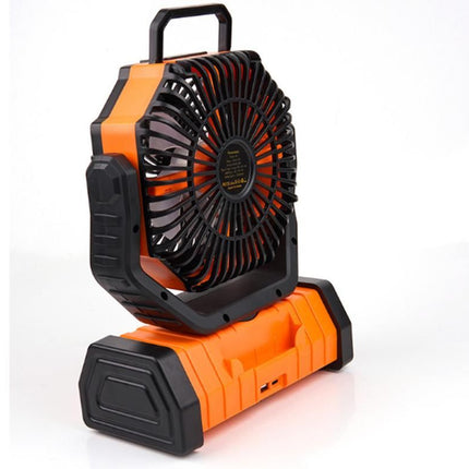 Portable Camping Fan with Light Large Capacity Outdoor Rechargeable Tent Fan - Orange