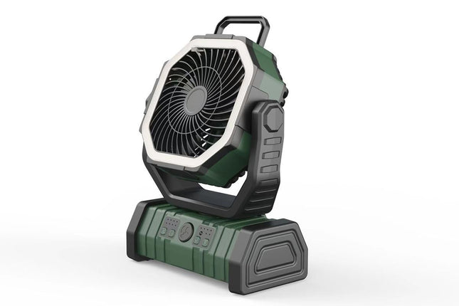 Portable Camping Fan with Light Large Capacity Outdoor Rechargeable Tent Fan
