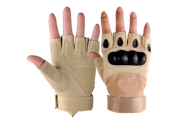 Men Half Finger Gloves Army Military Fingerless Combat Outdoor Tactical Gloves -Brown/XL V1308-DSZKI-17-1