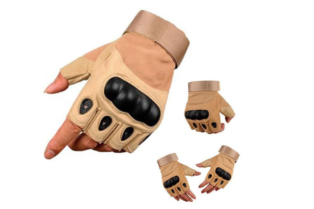 Men Half Finger Gloves Army Military Fingerless Combat Outdoor Tactical Gloves -Brown/XL – product detail