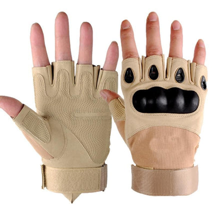 Men Half Finger Gloves Army Military Fingerless Combat Outdoor Tactical Gloves -Brown / M