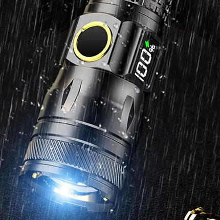 Rechargeable LED Flashlights with Digital Power Display Zoomable High Lumens Bright EDC Flashlight for Outdoor