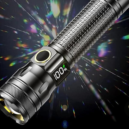 Rechargeable LED Flashlights with Digital Power Display Zoomable High Lumens Bright EDC Flashlight for Outdoor