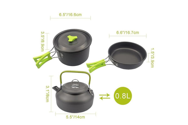 10Pcs Camping Cookware Mess Kit for Outdoor Camping Hiking Picnic -Green – product detail