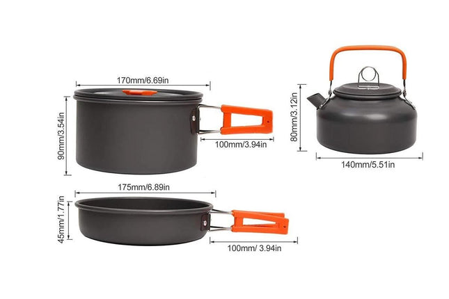 10Pcs Camping Cookware Mess Kit for Outdoor Camping Hiking Picnic -Orange – product detail