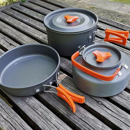 10Pcs Camping Cookware Mess Kit for Outdoor Camping Hiking Picnic -Orange