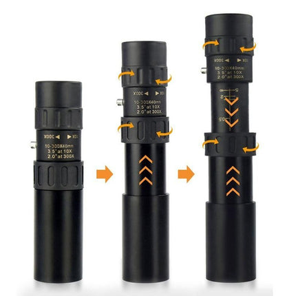 10-300X Zoom HD Portable Monocular Long Range Professional Telescope for Outdoor Travel