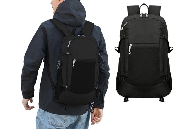 Hiking Backpack Packable Travel Day Pack Lightweight Water Resistant Hiking Daypack for Women Men -Black