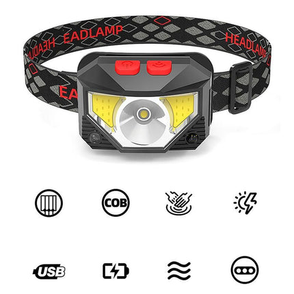 Rechargeable Motion Sensor LED Headlamp Head Torch Headlight