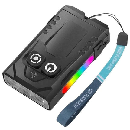 Aluminum Alloy Portable Mini Flashlight with 365nm UV Light and RGB Side Lamp