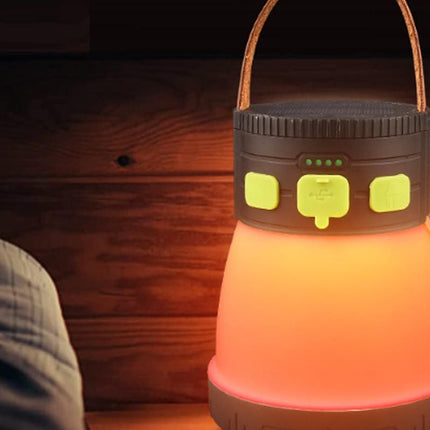 Solar Camping Lantern Rechargeable Outdoor LED Light with RGB Mood Lighting
