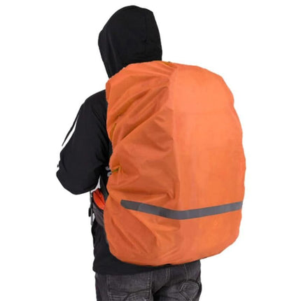 High-Visibility Backpack Rain Cover with Reflective Strip Water-Resistant Outdoor Night Travel Bag Cover -Orange / L