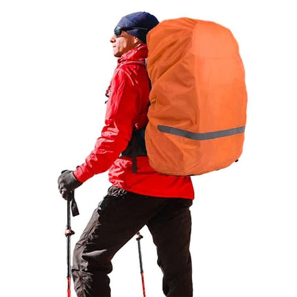 High-Visibility Backpack Rain Cover with Reflective Strip Water-Resistant Outdoor Night Travel Bag Cover -Orange / M