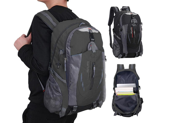 Water-resistant Hiking Backpack Travel Camping Nylon Outdoor Bag for Men and Women -Black