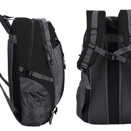 Water-resistant Hiking Backpack Travel Camping Nylon Outdoor Bag for Men and Women -Black