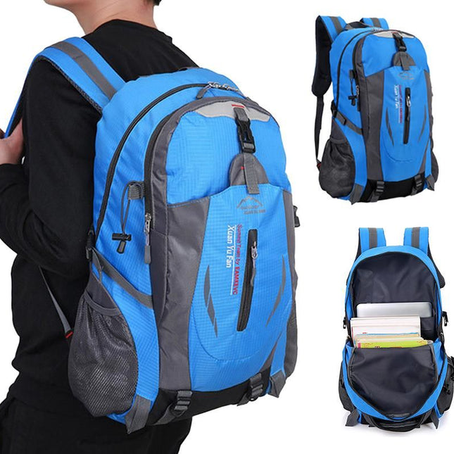 Water-resistant Hiking Backpack Travel Camping Nylon Outdoor Bag for Men and Women -Blue