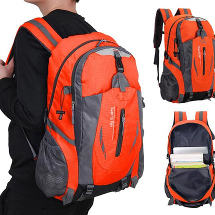 Water-resistant Hiking Backpack Travel Camping Nylon Outdoor Bag for Men and Women -Orange