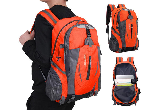 Water-resistant Hiking Backpack Travel Camping Nylon Outdoor Bag for Men and Women -Orange