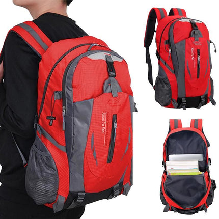 Water-resistant Hiking Backpack Travel Camping Nylon Outdoor Bag for Men and Women -Red