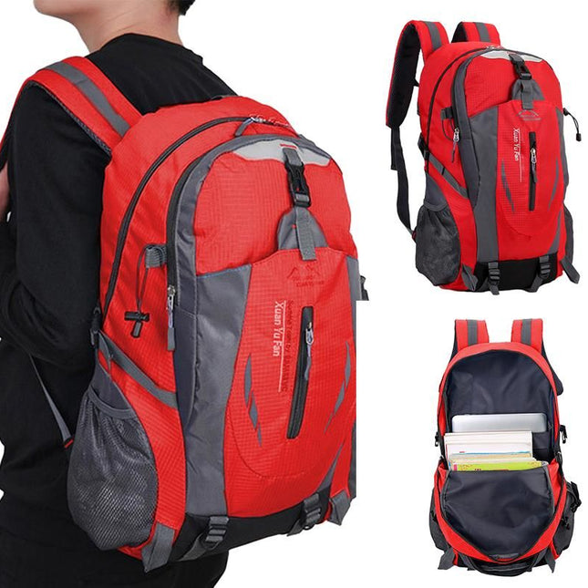 Water-resistant Hiking Backpack Travel Camping Nylon Outdoor Bag for Men and Women -Red