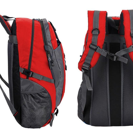 Water-resistant Hiking Backpack Travel Camping Nylon Outdoor Bag for Men and Women -Red