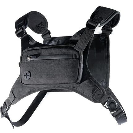 Water Resistant Running Vest Chest Pack Phone Holder for Running Lightweight Training Pack with Reflective Detail - Black