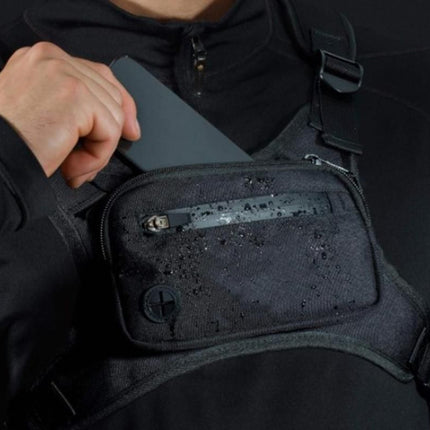 Water Resistant Running Vest Chest Pack Phone Holder for Running Lightweight Training Pack with Reflective Detail - Black