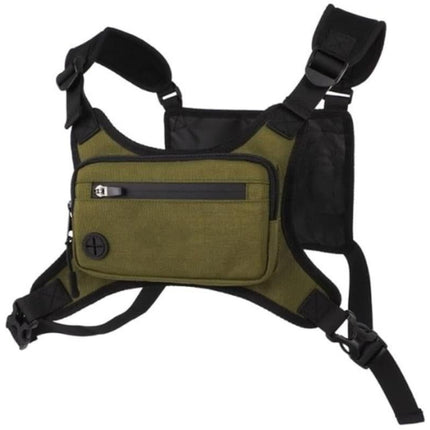 Water Resistant Running Vest Chest Pack Phone Holder for Running Lightweight Training Pack with Reflective Detail - Green