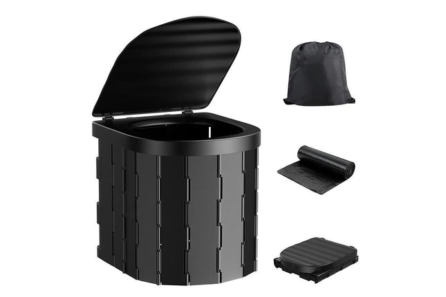 Portable Camping Toilet Folding Toilet for Adults with Lid -Black V1308-DSZKI-5-1