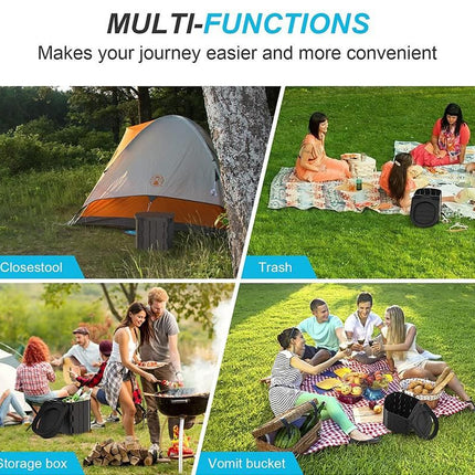 Portable Camping Toilet Folding Toilet for Adults with Lid -Black