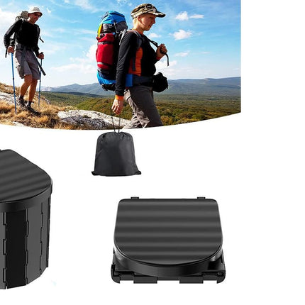 Portable Camping Toilet Folding Toilet for Adults with Lid -Black