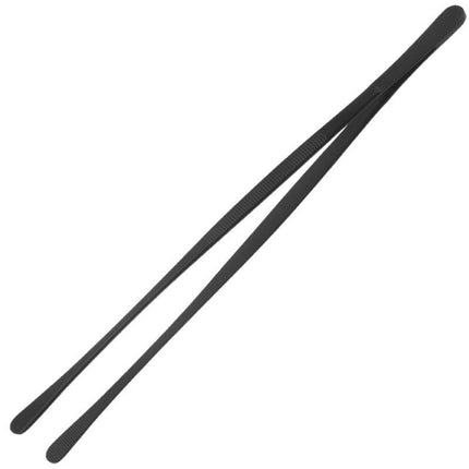 2 Pack 30cm BBQ Tongs Stainless Steel Round and Straight Head for Grilling Cooking - Black