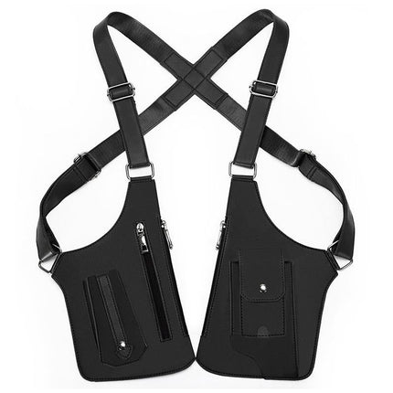 Outdoor Double Shoulder Armpit Bag with Multiple Pockets - Black