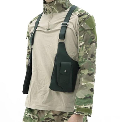 Outdoor Double Shoulder Armpit Bag with Multiple Pockets - Black