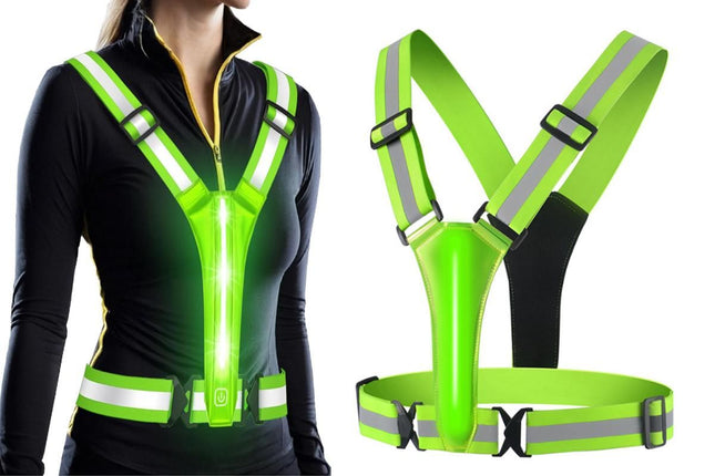 LED Reflective Vest Running Gear USB Rechargeable LED Light Up Vest High Visibility with Adjustable
