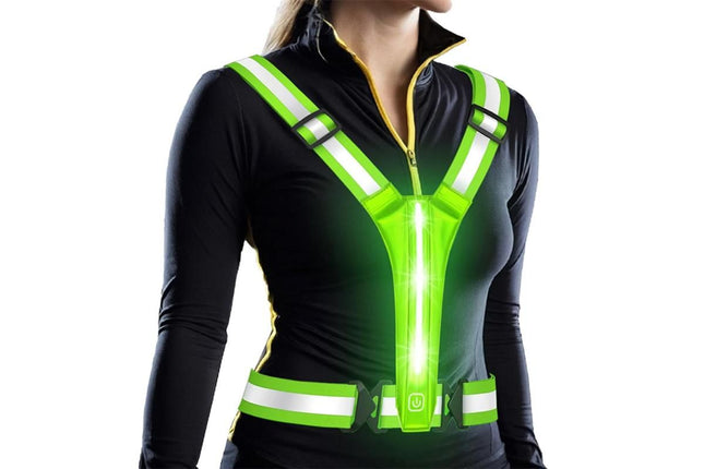 LED Reflective Vest Running Gear USB Rechargeable LED Light Up Vest High Visibility with Adjustable – product detail