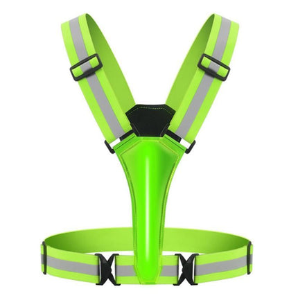 LED Reflective Vest Running Gear USB Rechargeable LED Light Up Vest High Visibility with Adjustable Waist and Shoulde for Night Walking Cycling, High Visibility Running Vest with Reflective Strips -Green